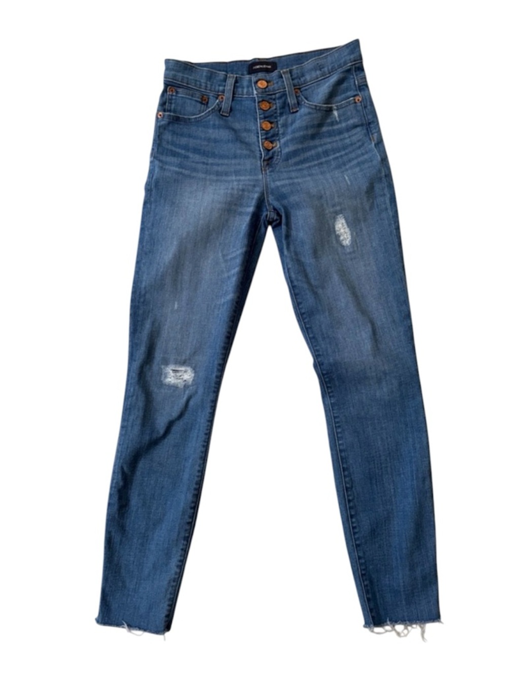 J. Crew Blue Denim Jeans With Pockets & Raw Hem Size 26